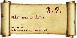 Nánay Irén névjegykártya